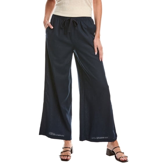 Max Studio womens Drawstring Linen-Blend Pant, l, Navy