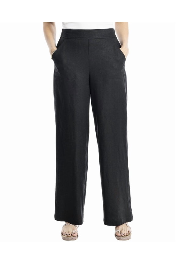 womens  Easy Leg Linen-Blend Pant, l, Black