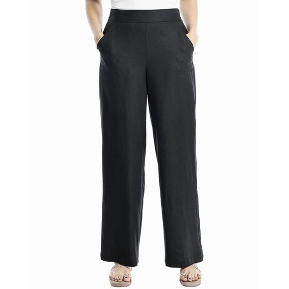 Max Studio womens Easy Leg Linen-Blend Pant, xs, Black