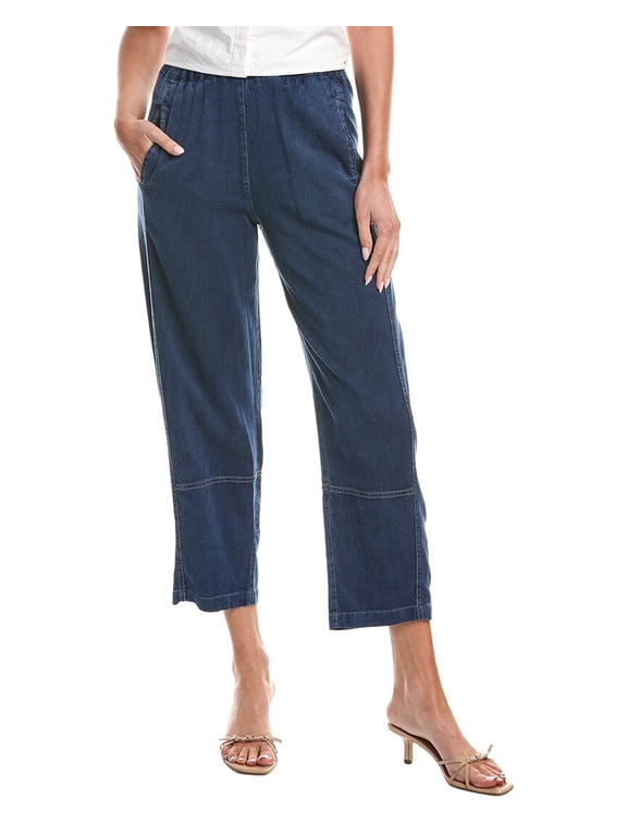 womens Elastic Waist Barrel Leg Pant, xs, Blue