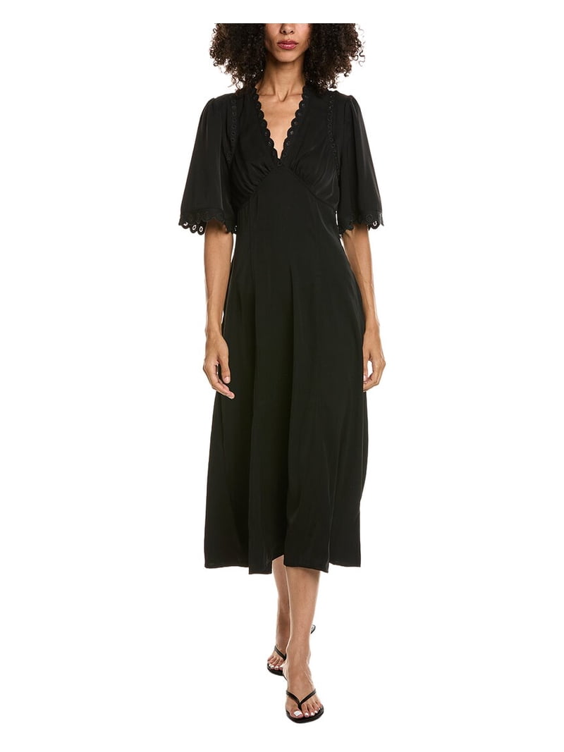 max studio black dress Max Studio womens Elbow Sleeve Scallop Midi Dress, XL, Black