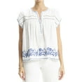 thumbnail image 1 of Max Studio womens  Embroidered Cap Sleeve Notch Neck Top, xs, 1 of 3