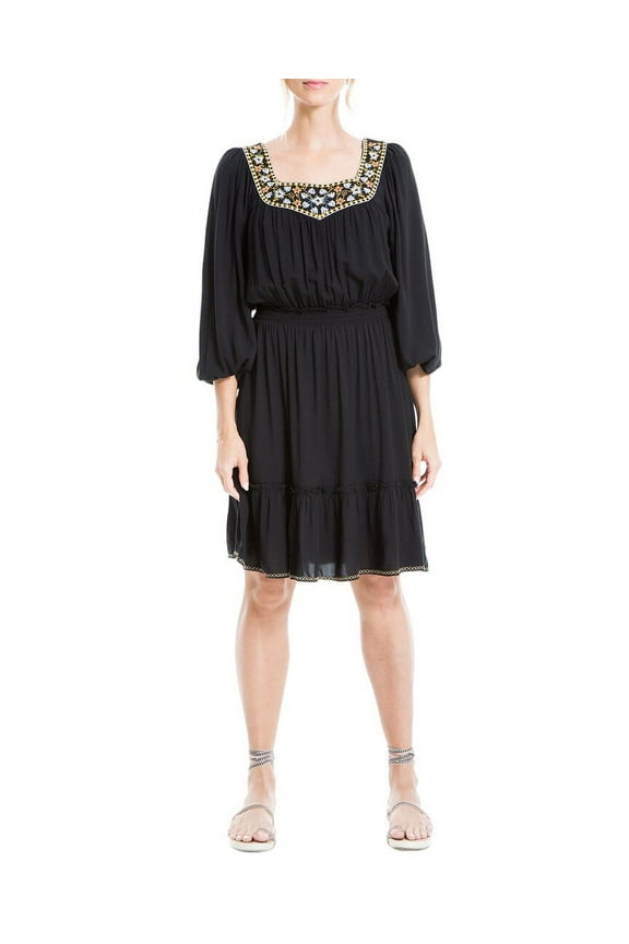 womens Embroidered Short Dress, xs