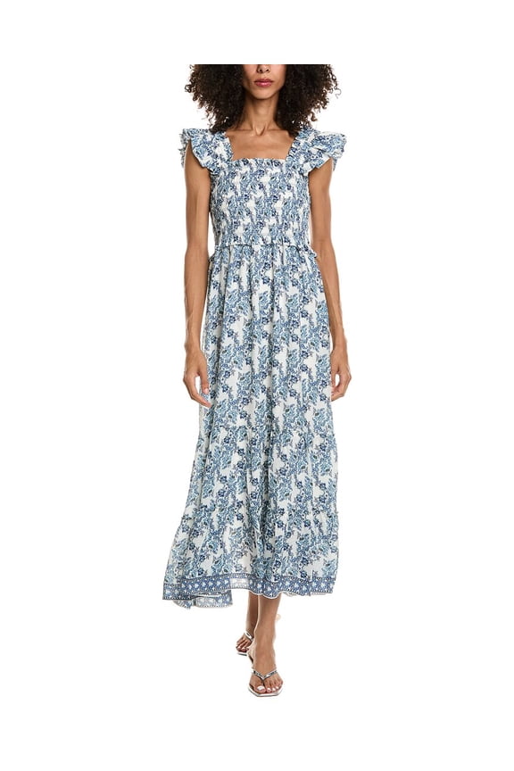 womens  Flutter Sleeve Maxi Dress, m, Blue