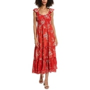 Max Studio womens Flutter Sleeve Sweetheart Neck Maxi Dress, l, Red
