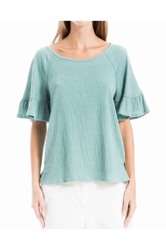 womens Flutter Sleeve Top, xs, Blue