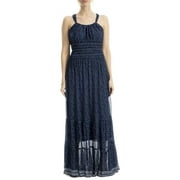 Max Studio London Off-The-Shoulder Plaid Maxi Dress – Soft Cotton & Flowy (Gray)
