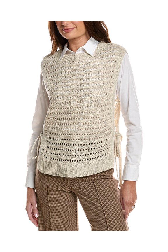 womens Linen-Blend Sweater Shell, XL, Beige