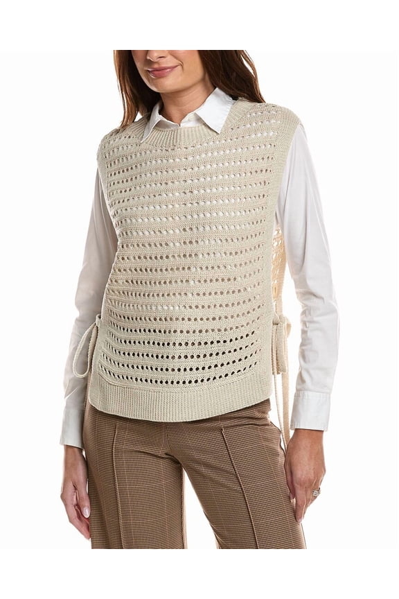 womens Linen-Blend Sweater Shell, xs, Beige