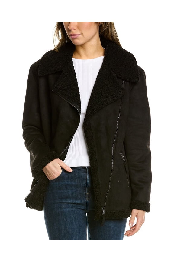 womens Plush Lined Jacket, L, Black