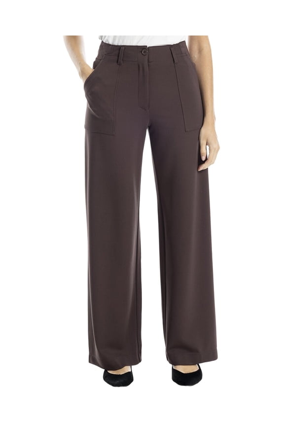 womens  Ponte Wide Leg Pant, xs, Brown