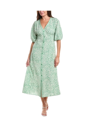 max studio green floral dress Max Studio Green Floral Dress Sheer overlay-fully