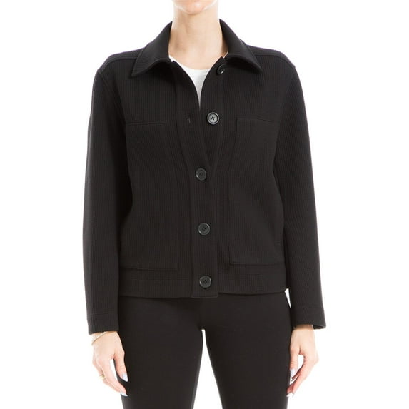 Max Studio womens Ribbed Jacket, s, Black