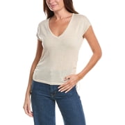 Max Studio womens Ruched Cap Sleeve Linen-Blend Sweater, s