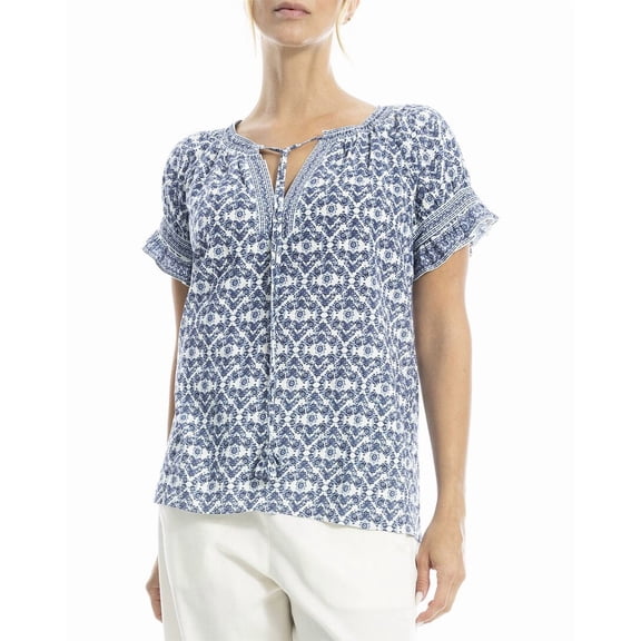 Max Studio womens  Ruffle Detail Short Sleeve Top, l, White