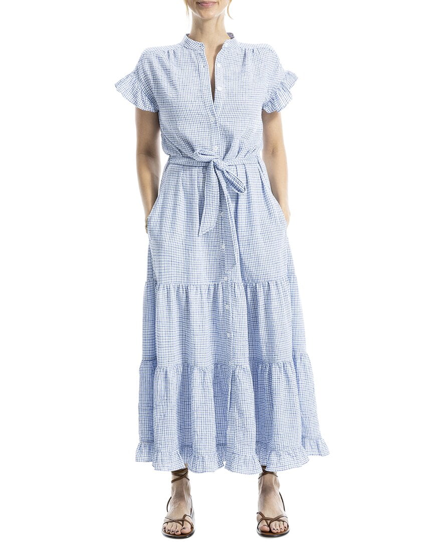 Max Studio womens Ruffle Hem Belted Maxi Dress, l, Blue