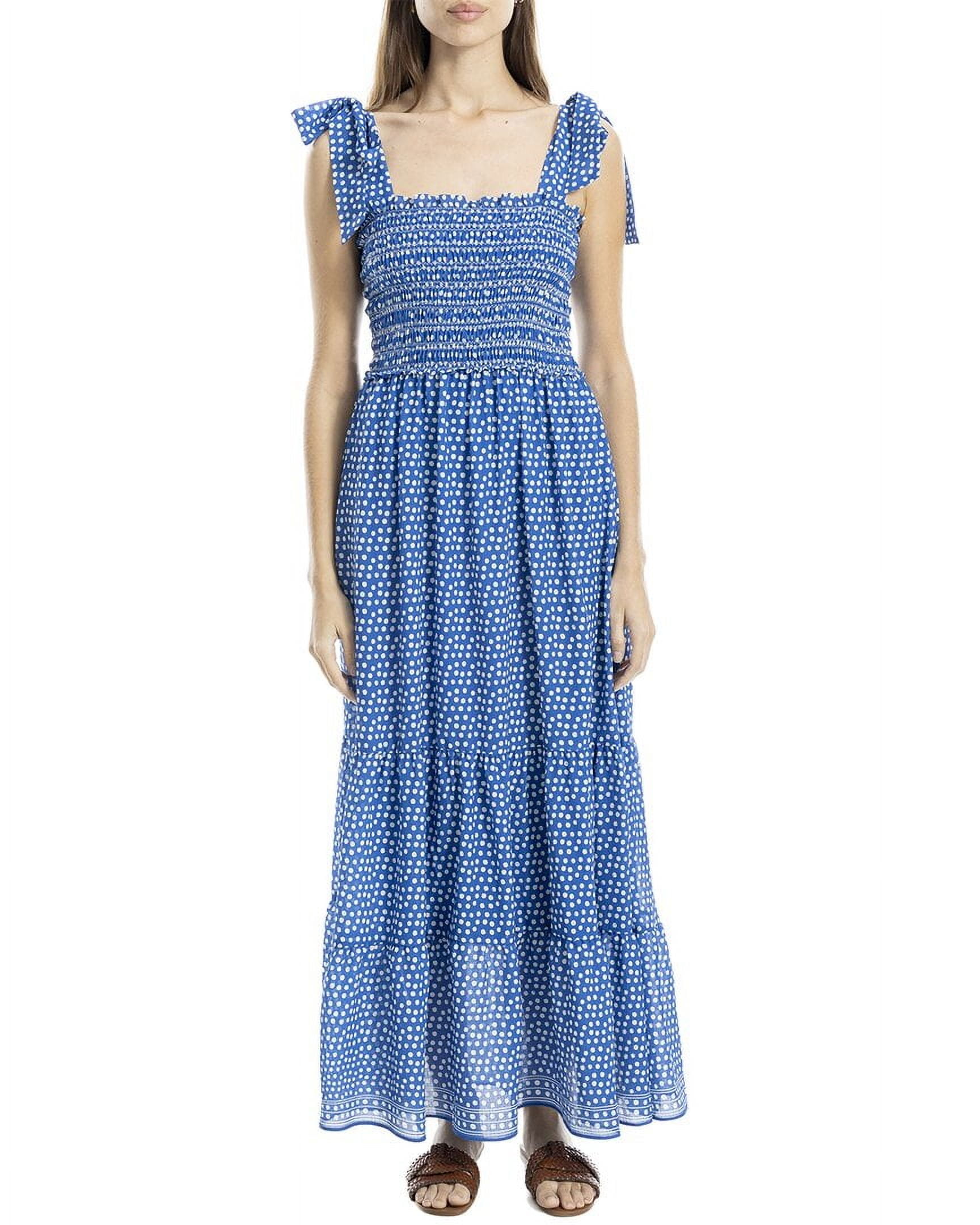 max studio blue floral dress Blue Floral V-Neck Ruffle Maxi Dress main image 1
