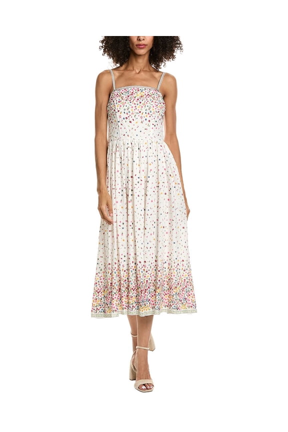 womens  Spaghetti Strap Straight Neck Midi Dress, xs, White