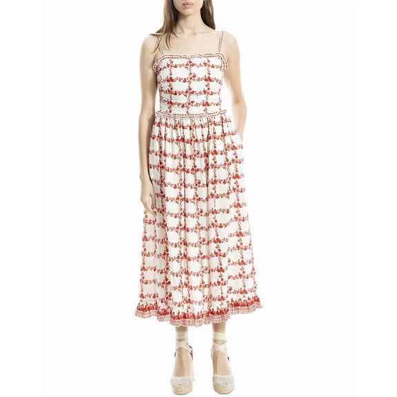Max Studio womens  Straight Neck Spaghetti Strap Maxi Dress, l, White