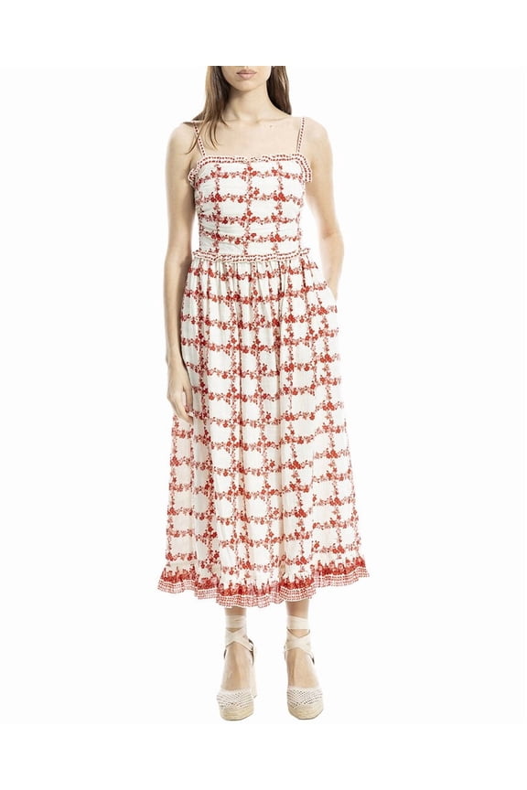 womens Straight Neck Spaghetti Strap Maxi Dress, m, White