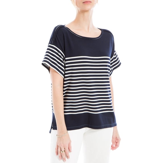 Max Studio womens Stripe Top, m, Blue