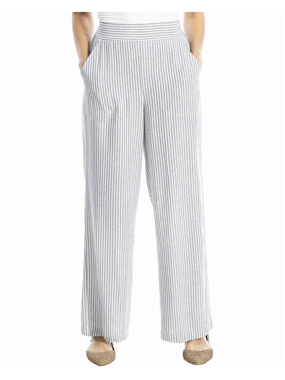 womens Striped Wide Leg Pant, s, Blue