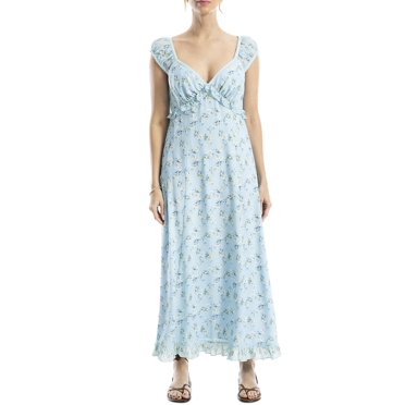 Max Studio Printed Georgette Dress - V-Neck Long Sleeve Chic Style For Spring 2023