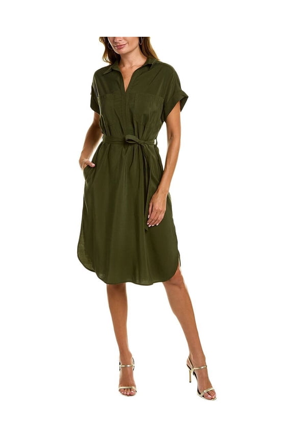 womens Tab Collar Shirtdress, L