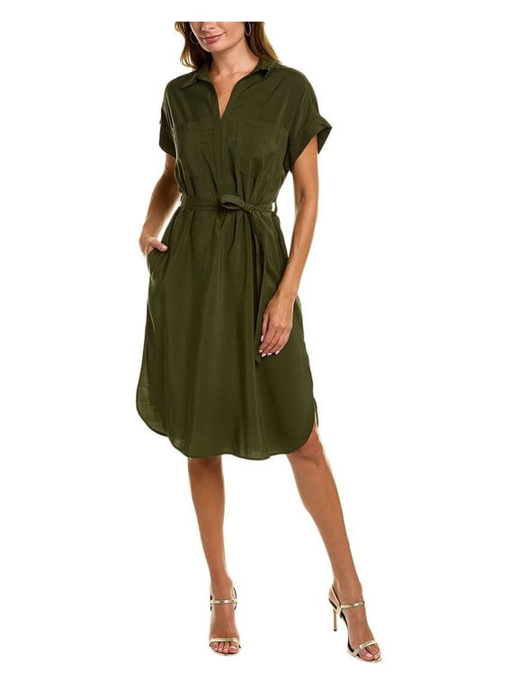 womens Tab Collar Shirtdress, L