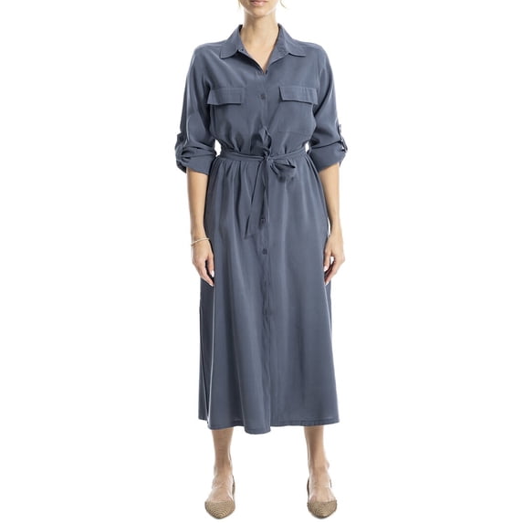 Max Studio womens Tab Sleeve Midi Shirt Dress, l