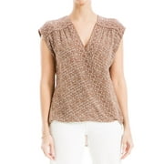 Max Studio womens  Texture Crepe Shirttail Wrap Top, L