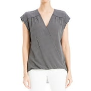 Max Studio womens  Texture Crepe Shirttail Wrap Top, M