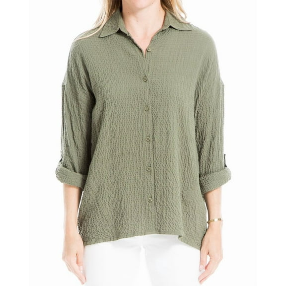 Max Studio womens  Texture Shirt, xs, Green