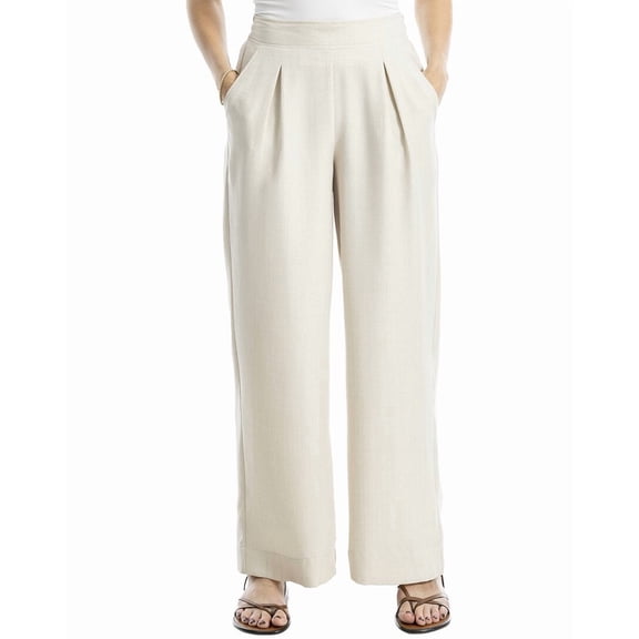 Max Studio womens Texture Woven Pleated Wide Leg Pant, s, White