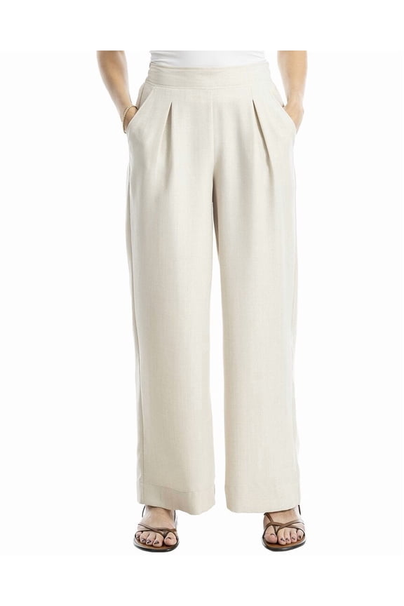 womens Texture Woven Pleated Wide Leg Pant, s, White