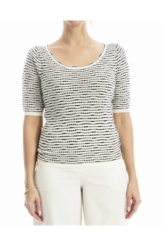 womens Textured Top, l, White