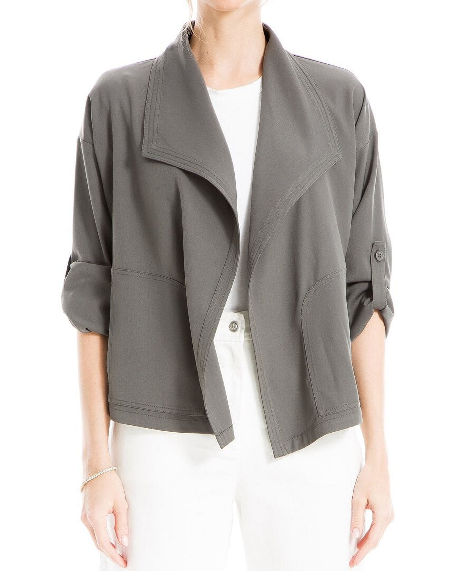 Max Studio Women's Faux Suede Short Drape Jacket