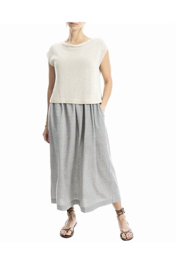 womens  Two-Fer Linen-Blend Maxi Dress, xs, Beige