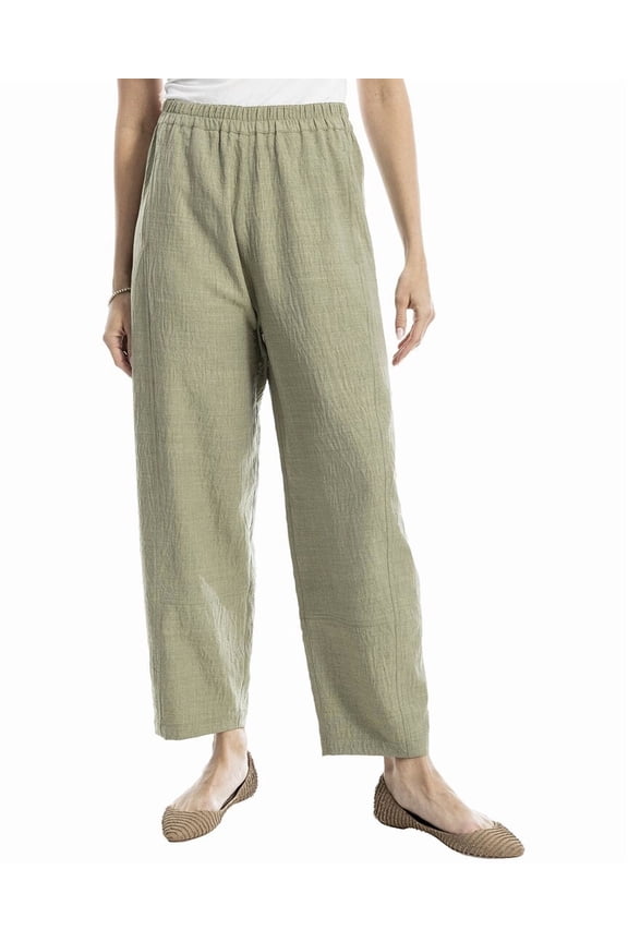 womens  Two-Tone Textured Woven Linen-Blend Pant, s