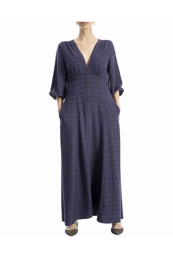 womens Yarn-Dye Maxi Dress, m, Blue
