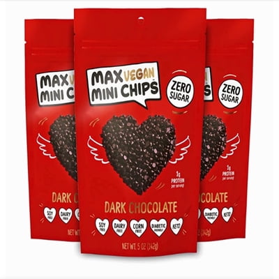 Know Brainer Vegan Chocolate Mini Chips Gluten-Free, Soy-Free, Sugar-Free, Keto, (3 bags, 15oz)