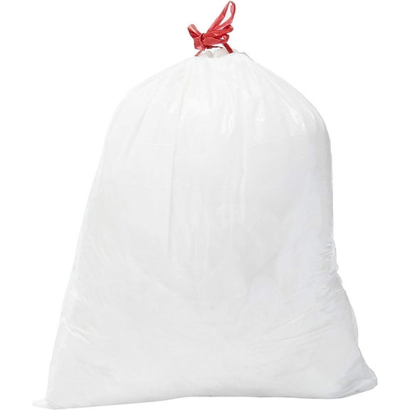 Max-Tough Tall Kitchen Bags 13 Gal. Draw-String Trash Bags, Star Sealed Coreless Rolls with Draw String Closure | White (100)