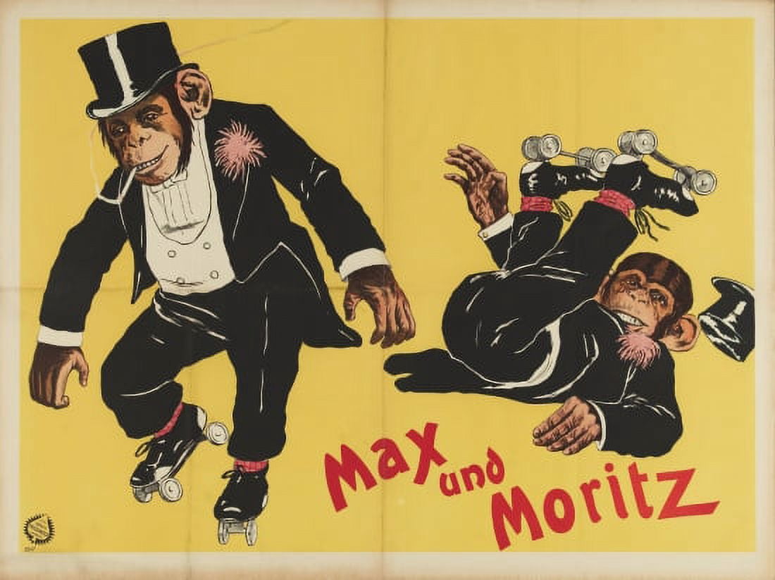 Max Und Moritz Roller Skating Monkeys Canvas Art - (18 x 24)
