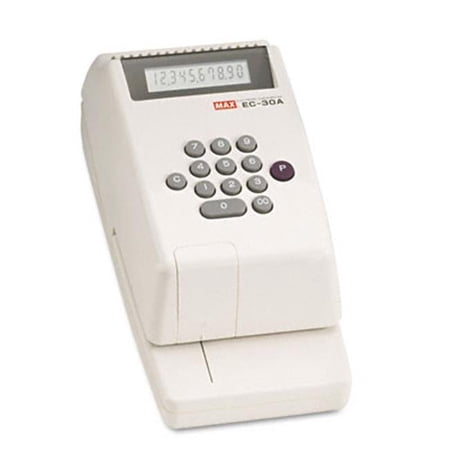 Max Usa Electronic Checkwriter 10-Digit 4-3/8w x 9-1/8d x 3-3/4h