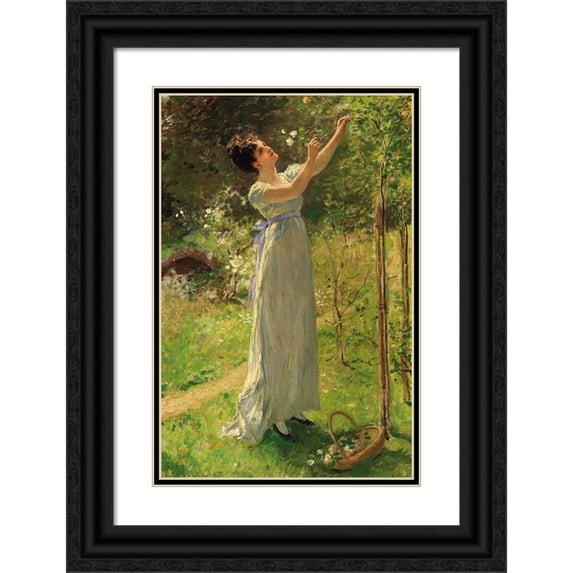 Max Volkhart 13x18 Black Ornate Wood Framed Double Matted Museum Art Print Titled - The Scent of Roses