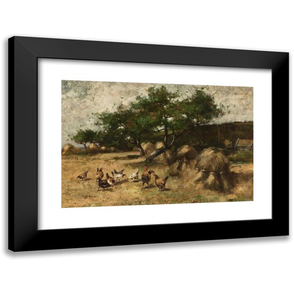 Max Weyl 14x11 Black Modern Framed Museum Art Print Titled - Roosters in the Yard (1886)