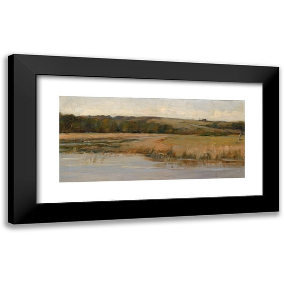 Max Weyl 14x9 Black Modern Framed Museum Art Print Titled - Hill and Marshland