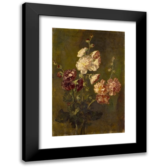 Max Weyl 17x24 Black Modern Framed Museum Art Print Titled - Hollyhocks (1881)