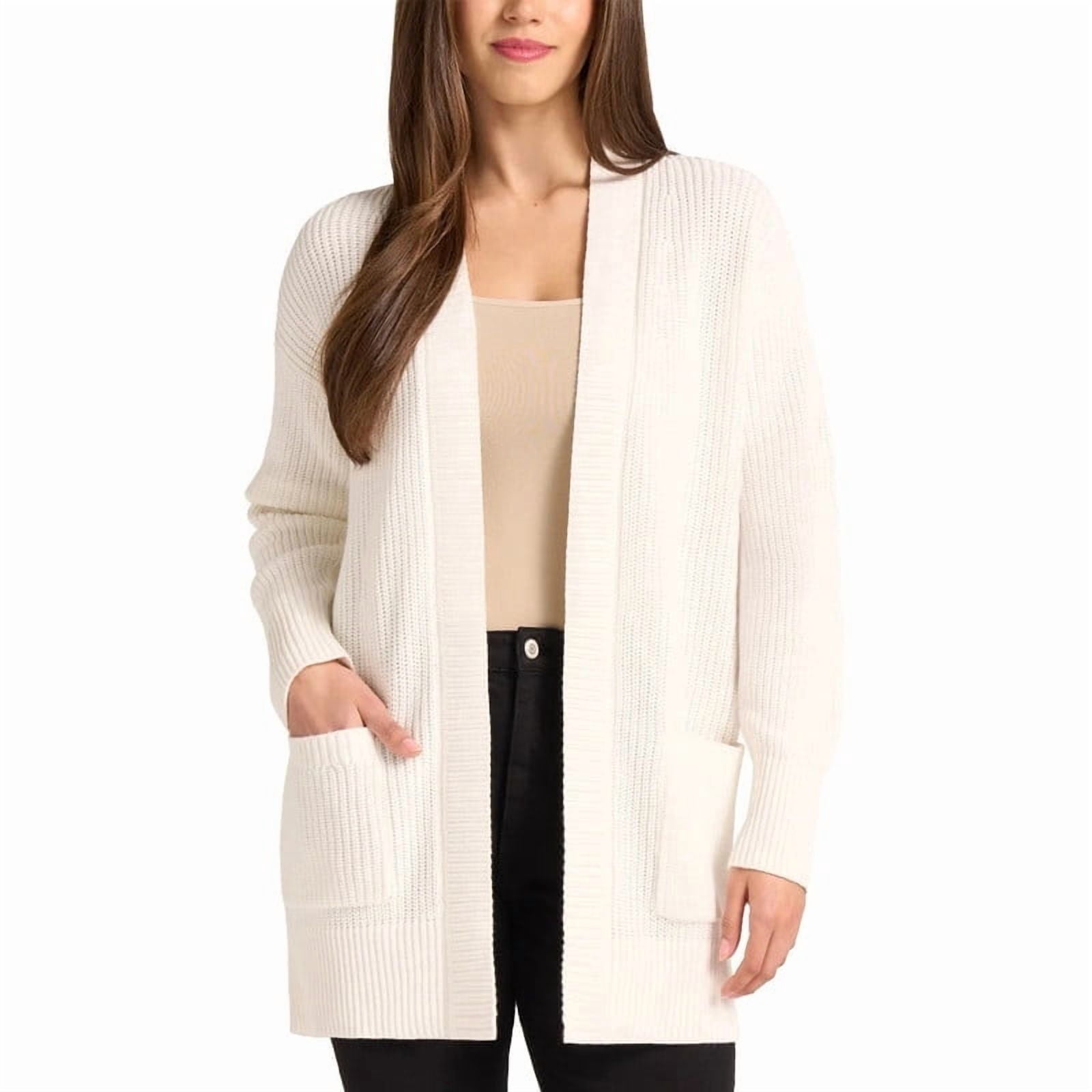 Max and Mia Women's Open Front Long Sleeve Combed Cotton Cardigan