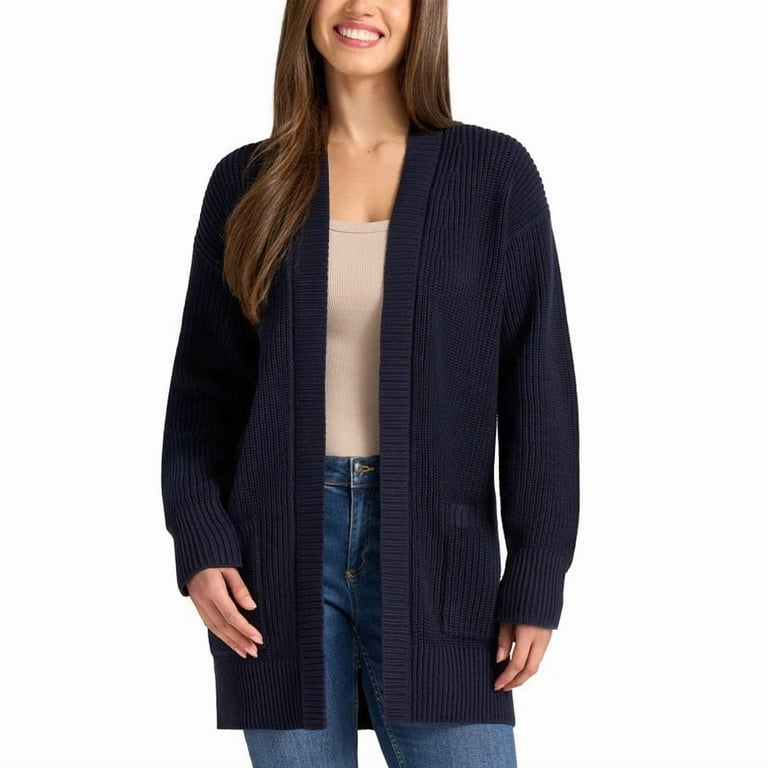 Max and Mia Women's Open Front Long Sleeve Combed Cotton Cardigan